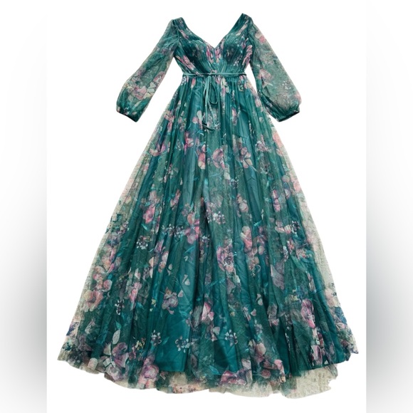 Marchesa Notte Dresses & Skirts - MARCHESA NOTTE BRIDESMAID***Floral Long Sleeve Maxi Dress***US 6***$485